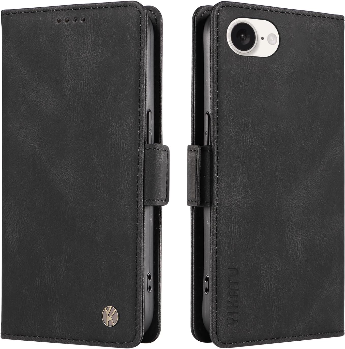 YBFJCE Case for iPhone 16e, PU Leather Shockproof Durable Phone Wallet Case Protective Flip Folio Cover, for iPhone 16e Case with Card Holder, Black