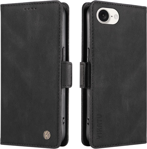 YBFJCE Case for iPhone 16e, PU Leather Shockproof Durable Phone Wallet Case Protective Flip Folio Cover, for iPhone 16e Case with Card Holder, Black
