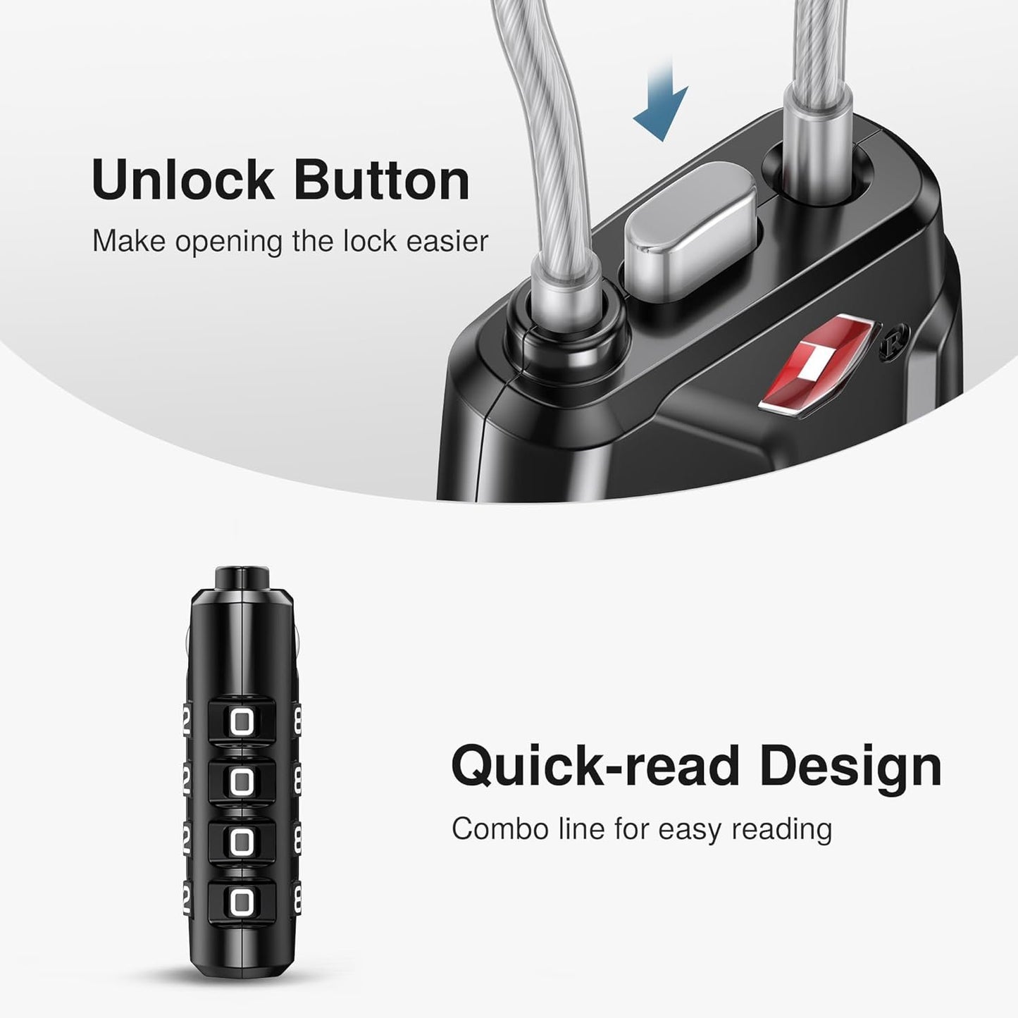 Puroma 4 Pack TSA Approved Luggage Locks, 4 Digit Combination Travel Locks Resettable Code Lock with Zinc Alloy Body for Suitcase, Toolbox, Backpack, Bag, Gym Locker (Black)