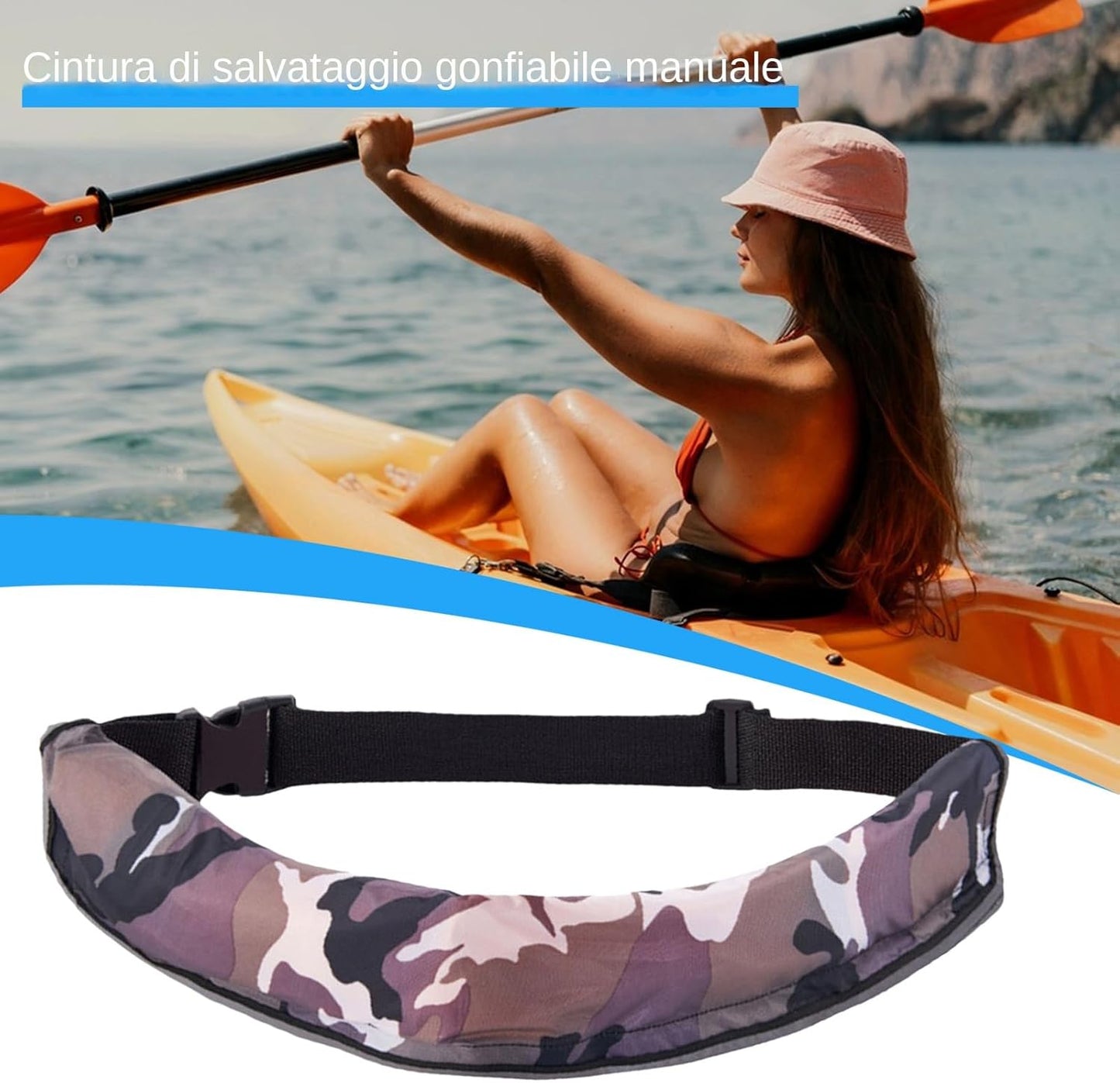 Flotation Belt, Life Vest Belt Pack, Adjustable Reflective Tool, Safety Gear with Whistle for Adults Men Women Outdoor Fishing Kayaking Paddleboarding Water Sports