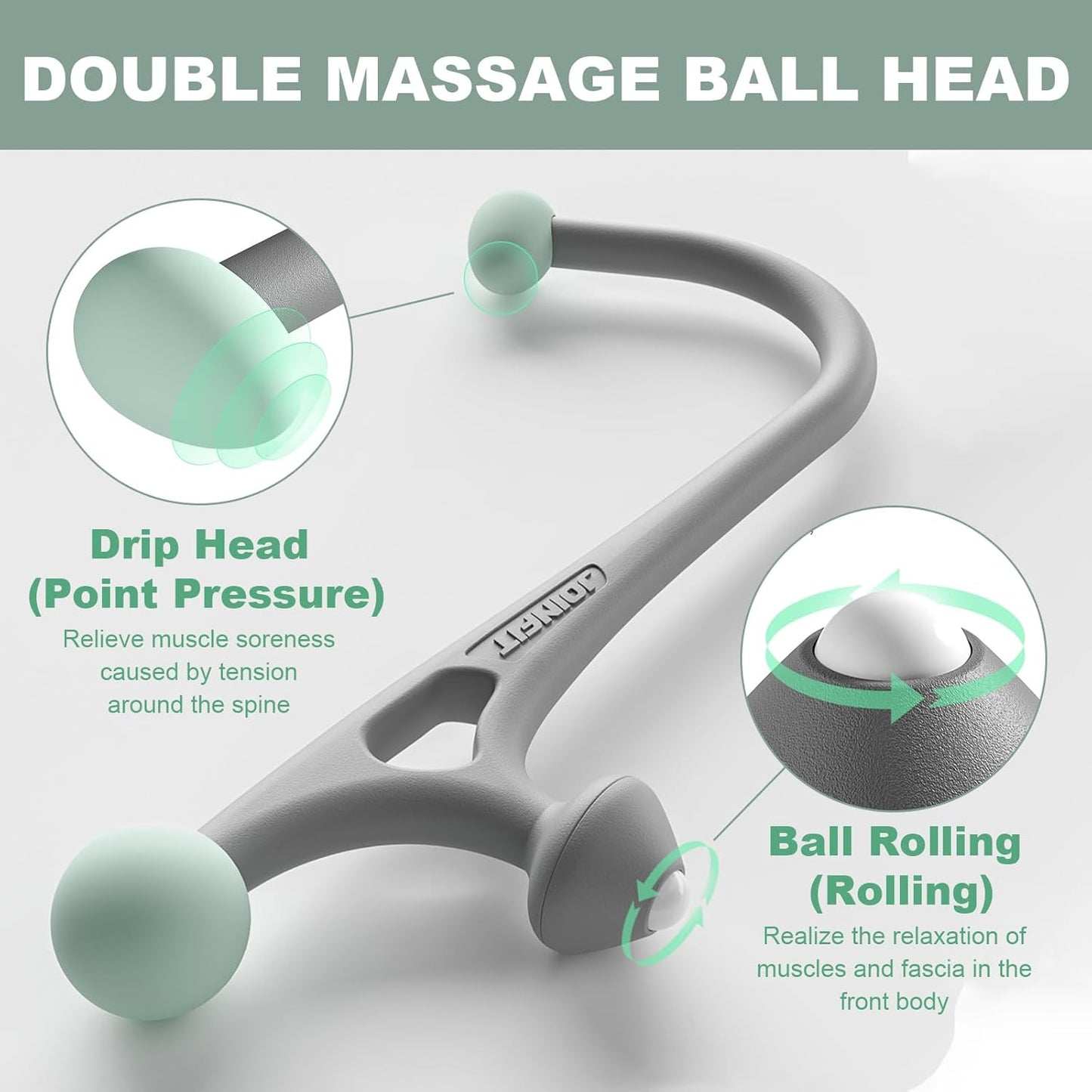 Massage Cane for Neck, Back & Shoulders – Handheld Deep Tissue Massager with Ergonomic Hook Design – Myofascial Release Tool for Trigger Points, Muscle Knots & Tension Relief – Portable Therapy Stick