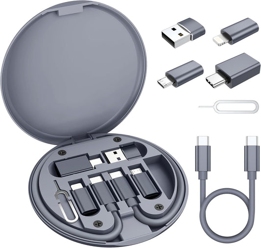 Elebase USB Charging Adapter Kit,USB to USBC Adapter Set,Type C to USB 3.0 OTG iOS Micro Multi Portable Converter Case with 1Ft 100W Charger Cable for iPhone 16 15 Max Pro,Samsung Galaxy S24 S23 Plus