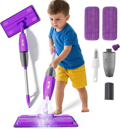 CalfQueen Mop Montessori Kids Toys with Water Sprayer, Pretend Play&Preschool Educational, STEM Clean, Housekeeping Kit Spray Mops for Floor Cleaning, Birthady Gifts 3 4 5 6 7 8 Year Old Boys Girls