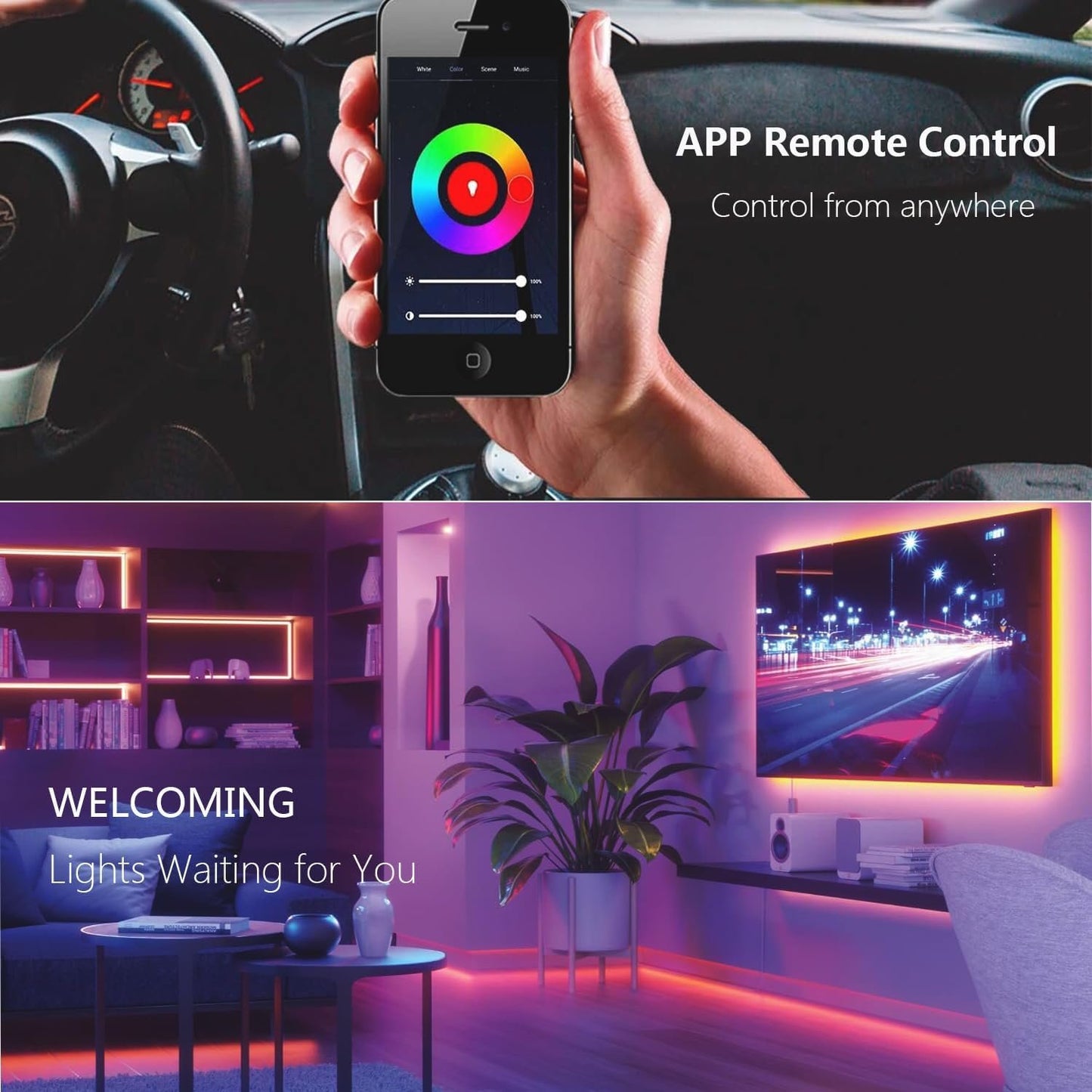 Under Cabinet Lighting RGB Strips Lights Plug in Works with Alexa,Google Home,Smart APP, Remote Control Color Changing Light Bars for Kitchen Counter,Shelf,Bookcase,12V Backlights Linkable,6pcs