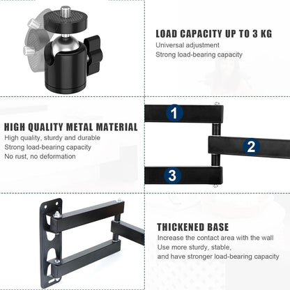 letuxaamz Wall Projector Stand, Three Arms Metal Multi-Angle Adjustable Projector/Monitor Mount with 1/4 Inch Screw Interface Articulated Arm