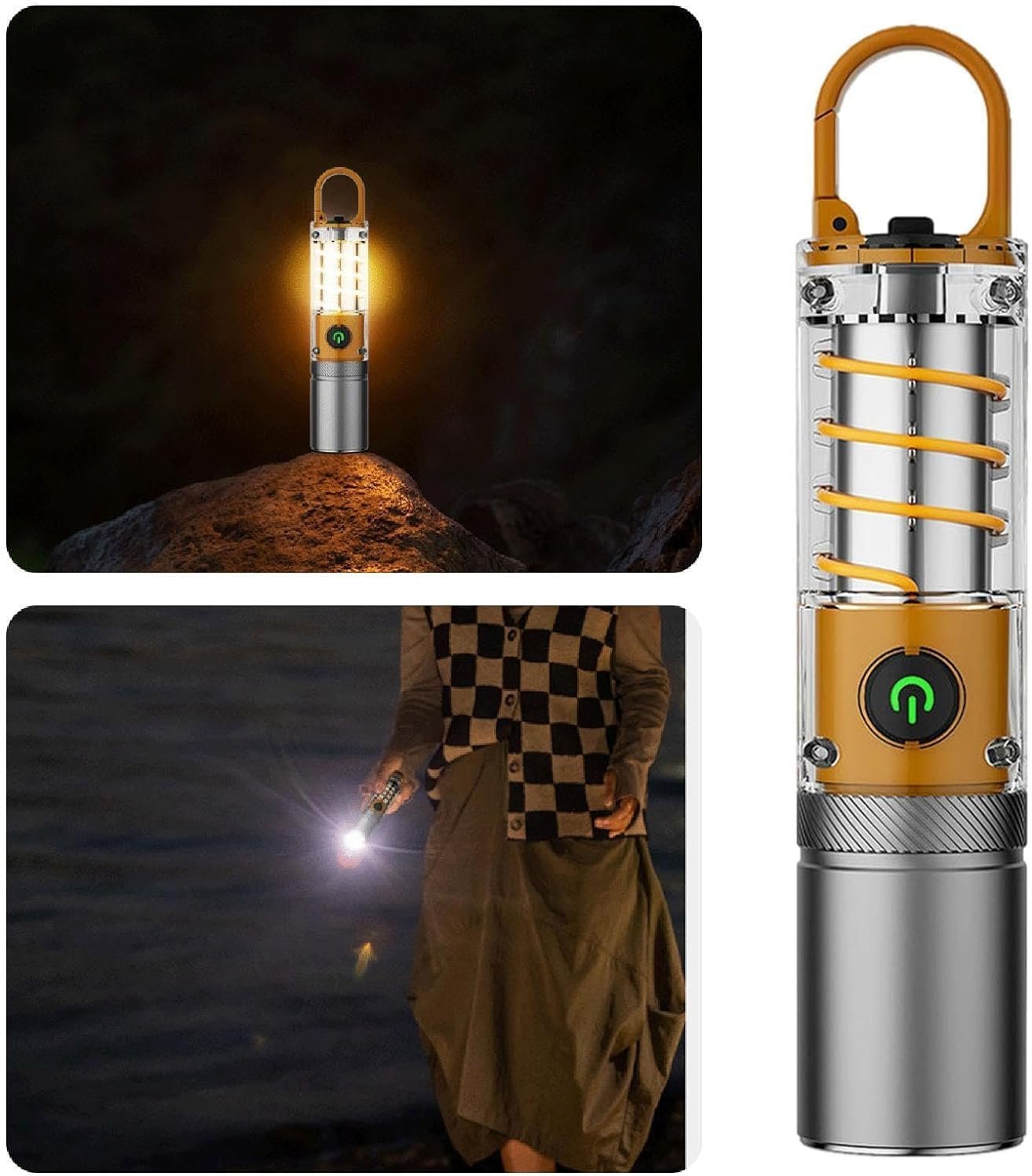 Clearhill LED Rechargeable Flashlight,Camping Light with Side Light,White Laser Beads,Super Bright Tactical Flashlight,6 Modes,Zoomable, Waterproof, for EDC,Camping Camping,Gift,Emergency