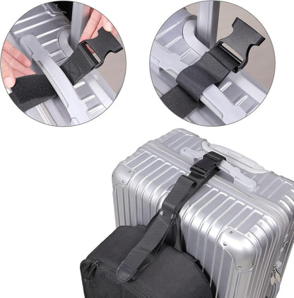 2 Pack Add a Bag Luggage Strap,Ling-Luo Adjustable Suitcase Belt Travel Attachment Travel Accessories for Connect Your 3 Luggages, Black