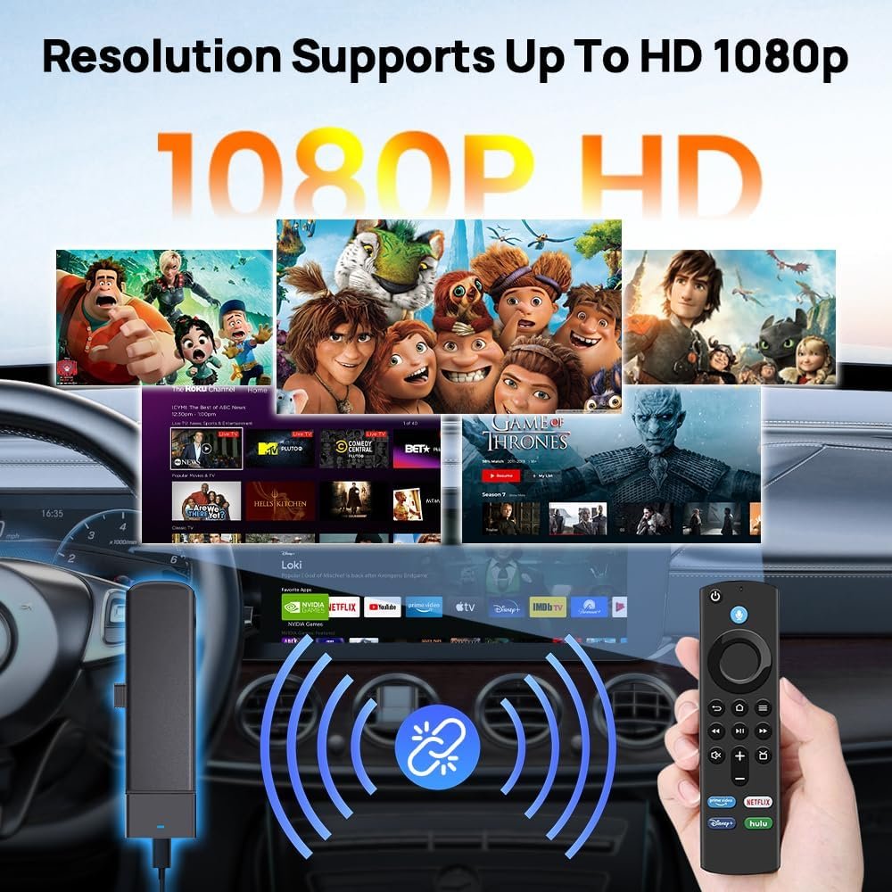 CarlinKit 2025 FireDrive Link, Car TV HDMI Adapter, Car TV Mate, Car HDMl Multimedia Adapter Design for TV Stick, Convert Wired CarPlay to HDMI for TV Stick Streaming, Only Fit for OEM CarPlay Cars