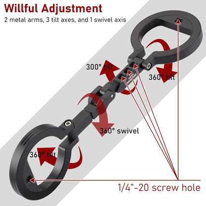 Double Magnetic Ring Phone Holder – Attach to Any Iron Surface | 1/4" Screw Hole | Compatible with iPhone 16/15/14/13/12 Pro Max Series & Magnetic Cases (MS-02R)