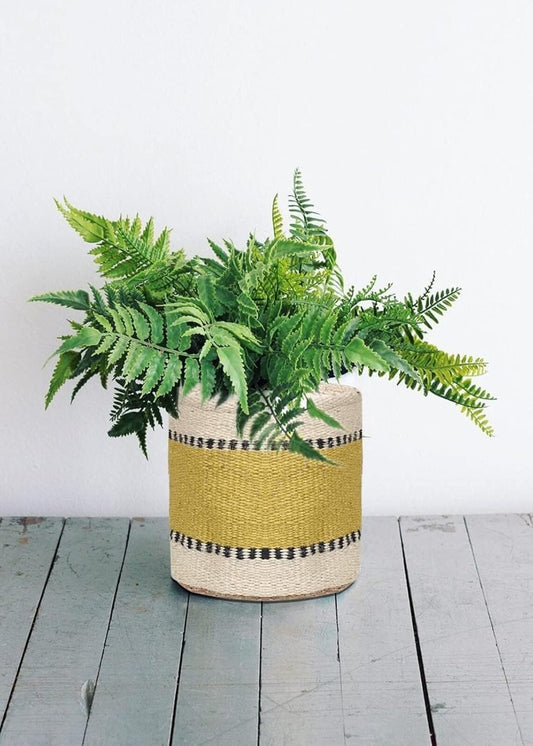 Sturdy Jute Rope Planter Basket Modern Woven Basket for Flower Pot Floor Indoor Planters, 6â€ x 6â€ Storage Organizer Basket Rustic Home Decor, Boho Chic Storage Earth-friendly Cotton ECO-TWIST Planter
