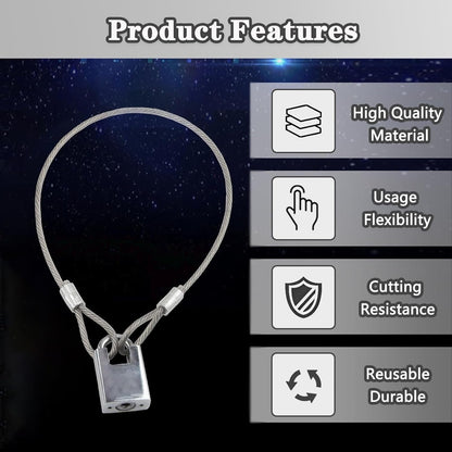 Stainless Steel Cable with Loops, Vinyl Coated Wire Rope Lanyard Lock Security Chains for Outdoor Gates, Stage Lighting, Luggage Lock Wire Rope with Loops 2mm Thickness 12inch Length - 5 Packs