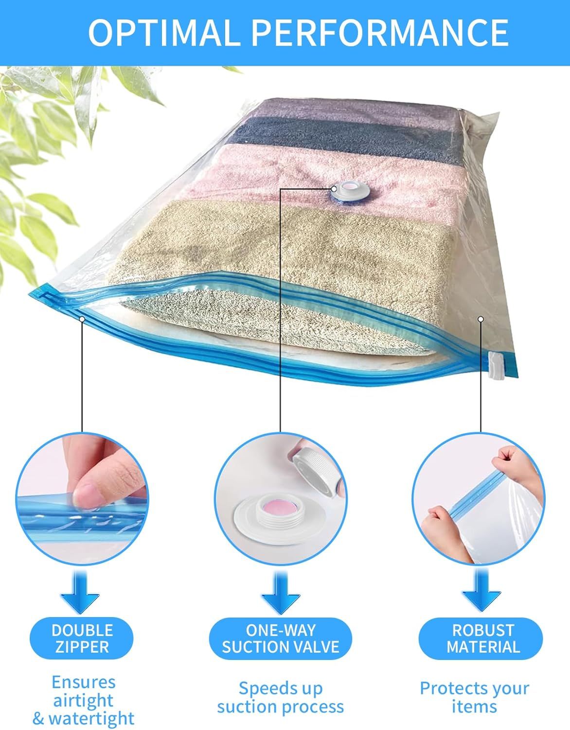 9 Packs Vacuum Compression Storage Bags with Travel Hand Pump, Space Saver Sealer Bags for Clothes, Bedding, Pillows, Scarfs, Blankets Storage, Multifunctional Vacuum Sealer Airtight Organization Bags