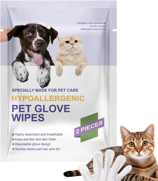 Dog Wipe Gloves | Dog Glove Wipes,Nourishing Waterless Portable Grooming Tool for Daily Routines Hygiene Home Cleanliness Bathing Puppies Kittens Removing Shedding Hair