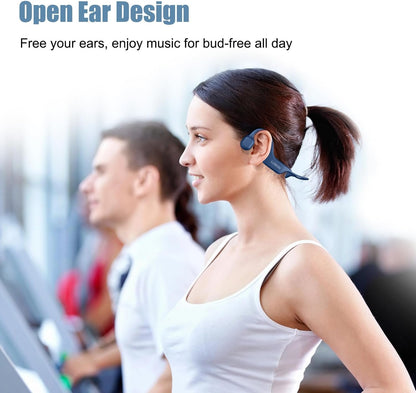 LOBKIN Bone Conduction Headphones Wireless, Open Ear Headphones with Mic, IPX5 Waterproof Sweatproof Bluetooth Sports Headphones for Running, Cycling, Workout (Blue)