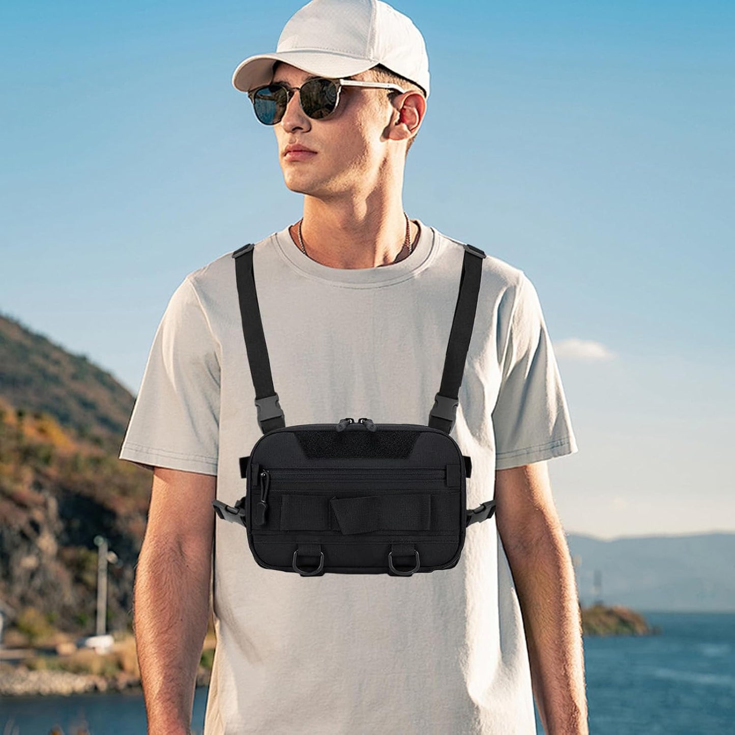 Generico Fishing Chest Pack, Waterproof Large Capacity Fishing Tackle Bag, Backpack Portable Compact Versatile Ideal for Outdoor Sports, Running, Hiking, Camping, Travel
