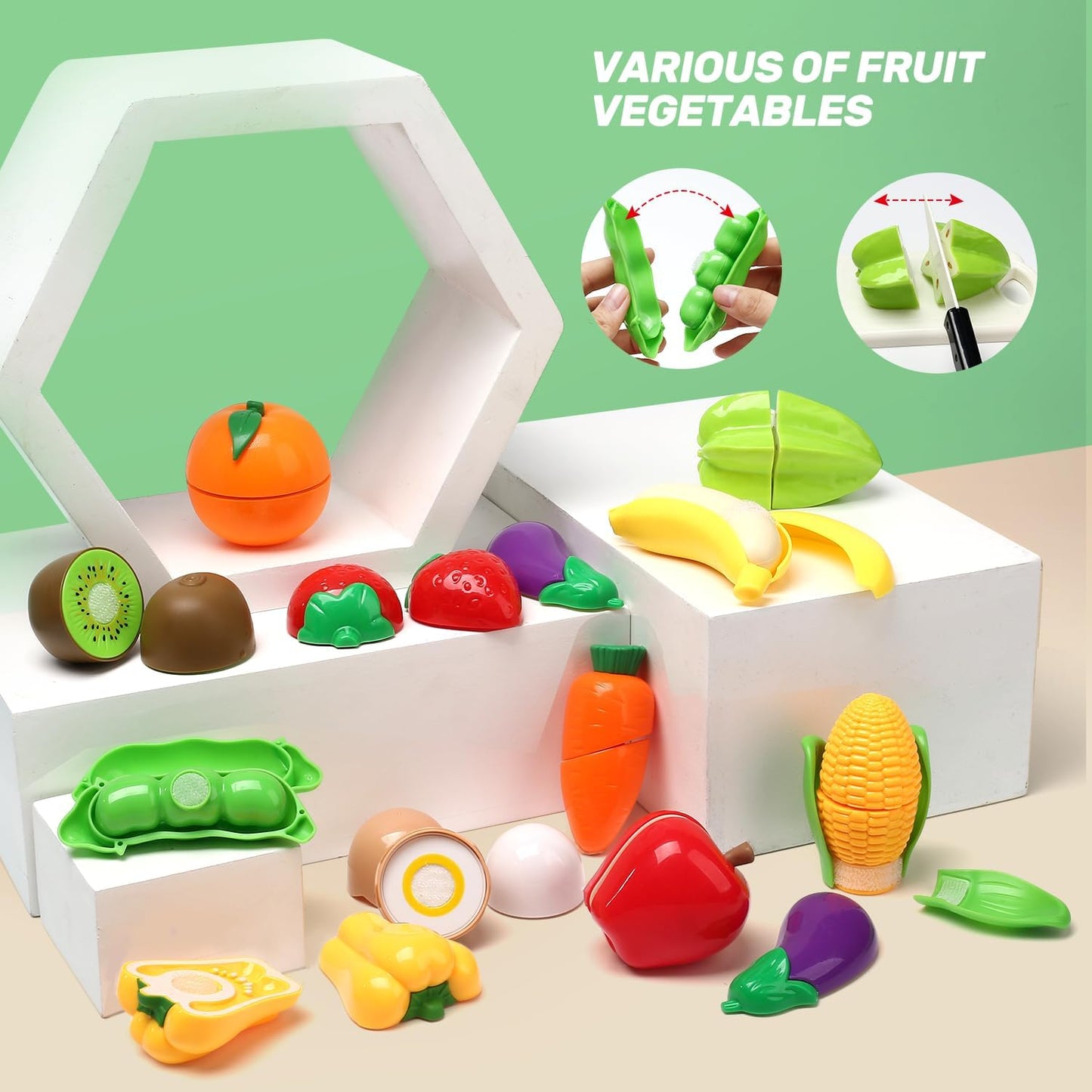 CUTE STONE 40PCS Kitchen Play Toy with Cookware Playset Spray Pressure Pot and Electronic Induction Cooktop,Cooking Utensils,Toy Cutlery,Cut Play Food,Shopping Basket Learning Gift for Girls Boys Kids