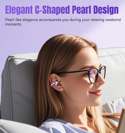 King Lucky Open Ear Earbuds Wireless Bluetooth 5.4 Clip-on Headphones with Mic - 50H Playtime, Ipx5 Waterproof - Ideal for Sports & Workouts, Comfortable for Small Ears & Glasses Wearers (Purple)