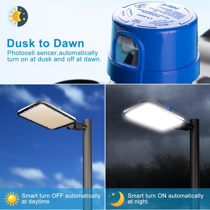 2Pack 500W LED Parking Lot Lighting 75000LM(150LM/W) 5000K LED Pole Lights Outdoor Smart Photocell 6KV SPD Parking Lot Lights Outdoor Pole Mount-2Pack 7Yrs Warranty