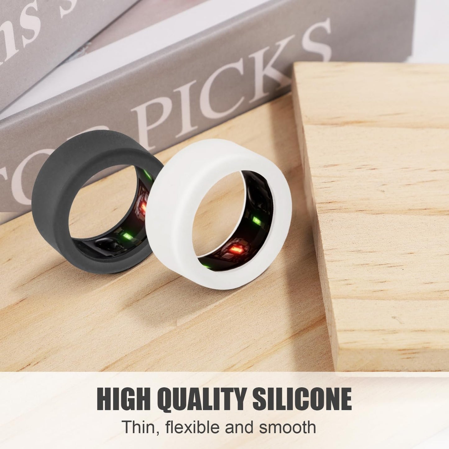 PEUTIER 4pcs Silicone Ring Cover Compatible with Oura Ring Gen 3, Round Ring Case Elastic Ring Protection Smart Ring Protector Sleeve Accessories for Oura Ring Working Out (S for 6/7/8/9/10)