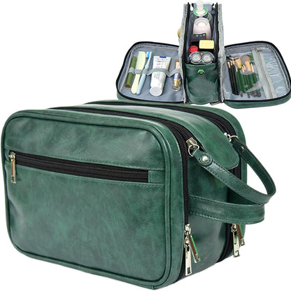 Hygiene Bag for Men - Waterproof PU Shaving Bag for Men,Bathroom Travel Bag, Toiletry Organizer, ReusableTravel Toilet Bags for Shaving Grooming Dopp Kit, Green, Refer to description, Unisex