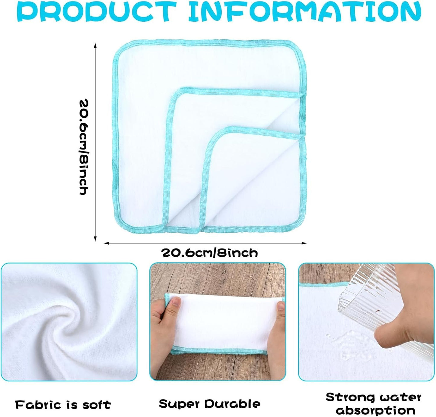 VAIPI 100 Pack Flannel Cloth Baby Wipes with Dispenser Reusable Baby Wipes Washable Natural Soft and Skin-Friendly Cloth Wipes Reusable Tissues Hand Washcloth for Cloth Diapers 8x8 Inch