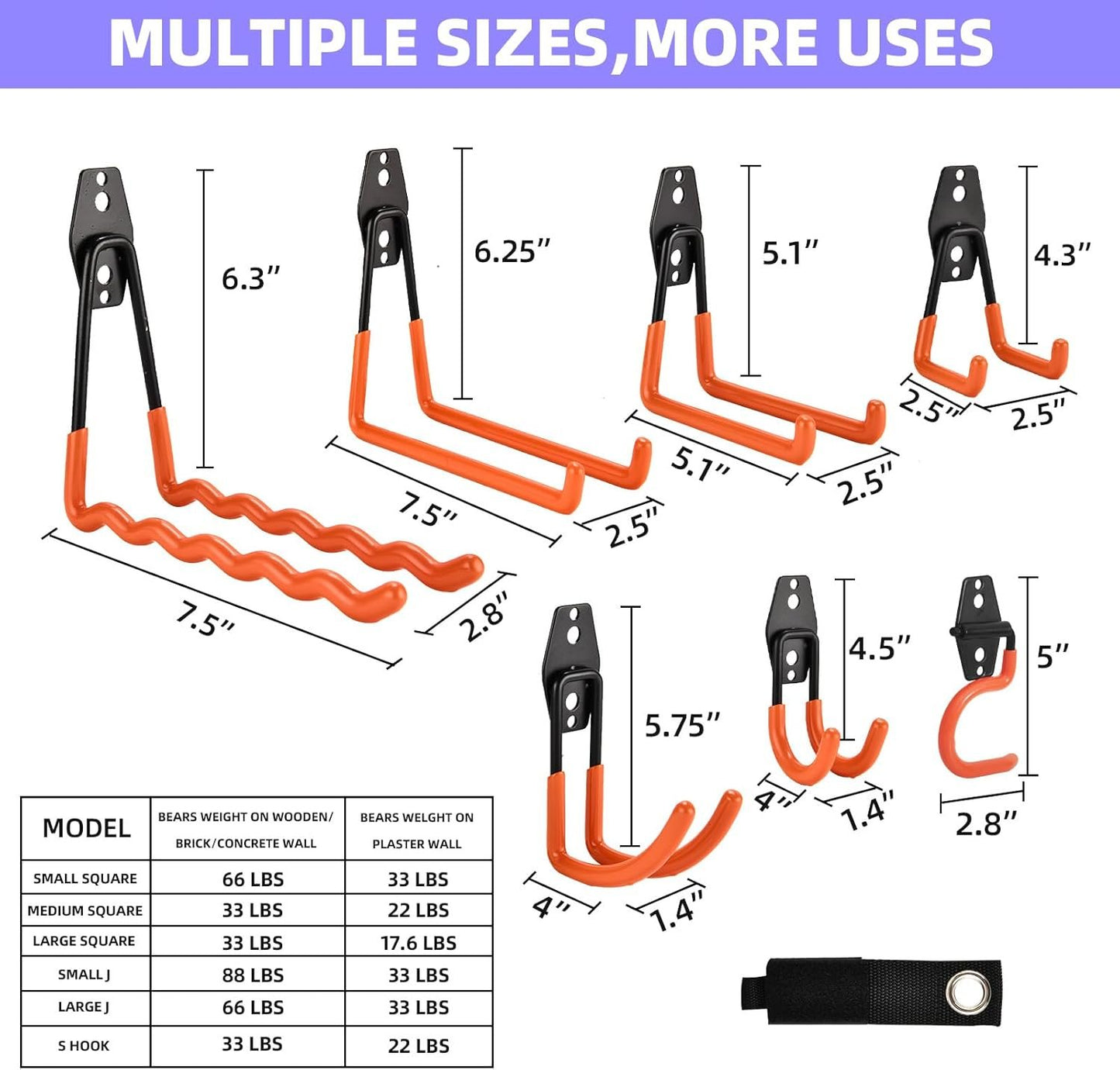 Rlipily 24 Pack Garage Hooks Steel Heavy Duty Garage Storage Hooks Utility Steel Wall Mount Garage Hanger&Organizer for Bikes,Garden Tools, Ladders, Bulk Items，Ropes and More Equipment