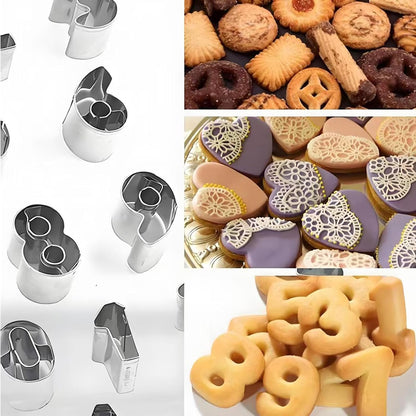 Mini Letter and Number Cookie Cutter Set, Stainless Steel Letter and Number Cookie molds for Baking, Fruit, Fudge Cookies, Cakes and Holiday Themed Parties (36 Pieces)