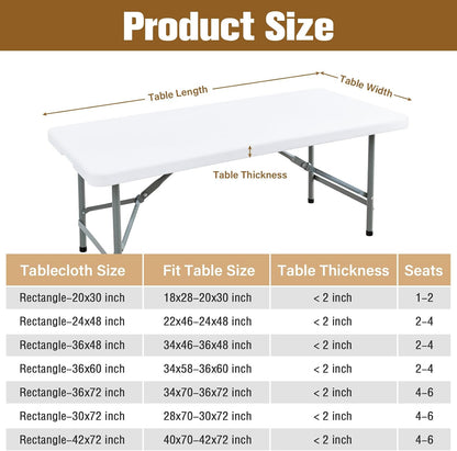NEWISHER Fitted Rectangle Tablecloth 36 x 72 Inch Elastic Table Cloth Stretch Spandex Table Cover White Washable Polyester Table Top Cap Cover for Dining Picnic Camping Indoor and Outdoor