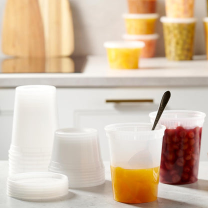 Munfix Deli Food Containers with Lids - (24 Pack) 24-32 Oz Quart Size for Takeout Meal Prep Storage, BPA-Free, Dishwasher, Microwave Safe