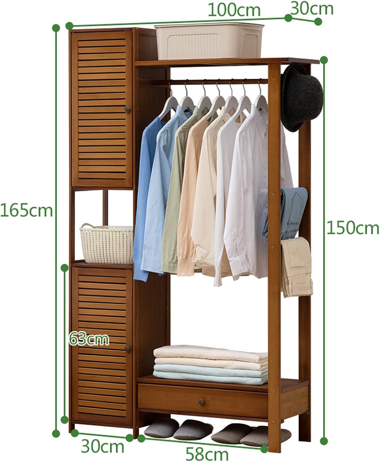 Generico Appendiabiti autoportante Elegante - Armadio Moderno in Legno per Vestiti, Scarpe, Cappelli e ombrelli - Mobile salvaspazio per Ingresso e Ufficio per Camera da Letto e corridoio