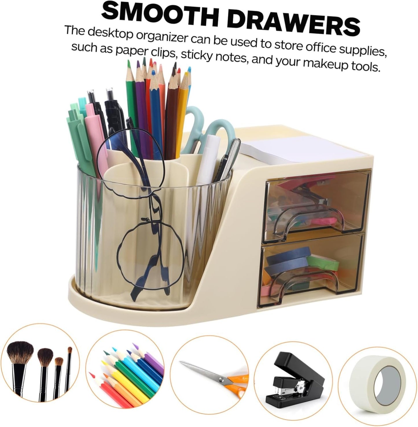 LOPUNER Desk Organizer Rotatable Storage Case Modern Divided Pen Holder Office Supplies Organizer Compact Sleek Design for Efficient Workspace Organization