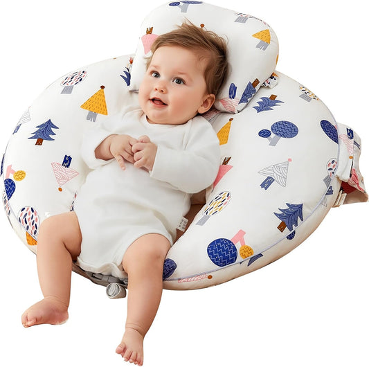 Nursing Pillow for Breastfeeding & Bottle Feeding –Breastfeeding Pillow with Adjustable Waist Strap, Feeding Pillow for Tummy Time,Removable Cotton Cover for Mom & Baby Comfort (Forest)