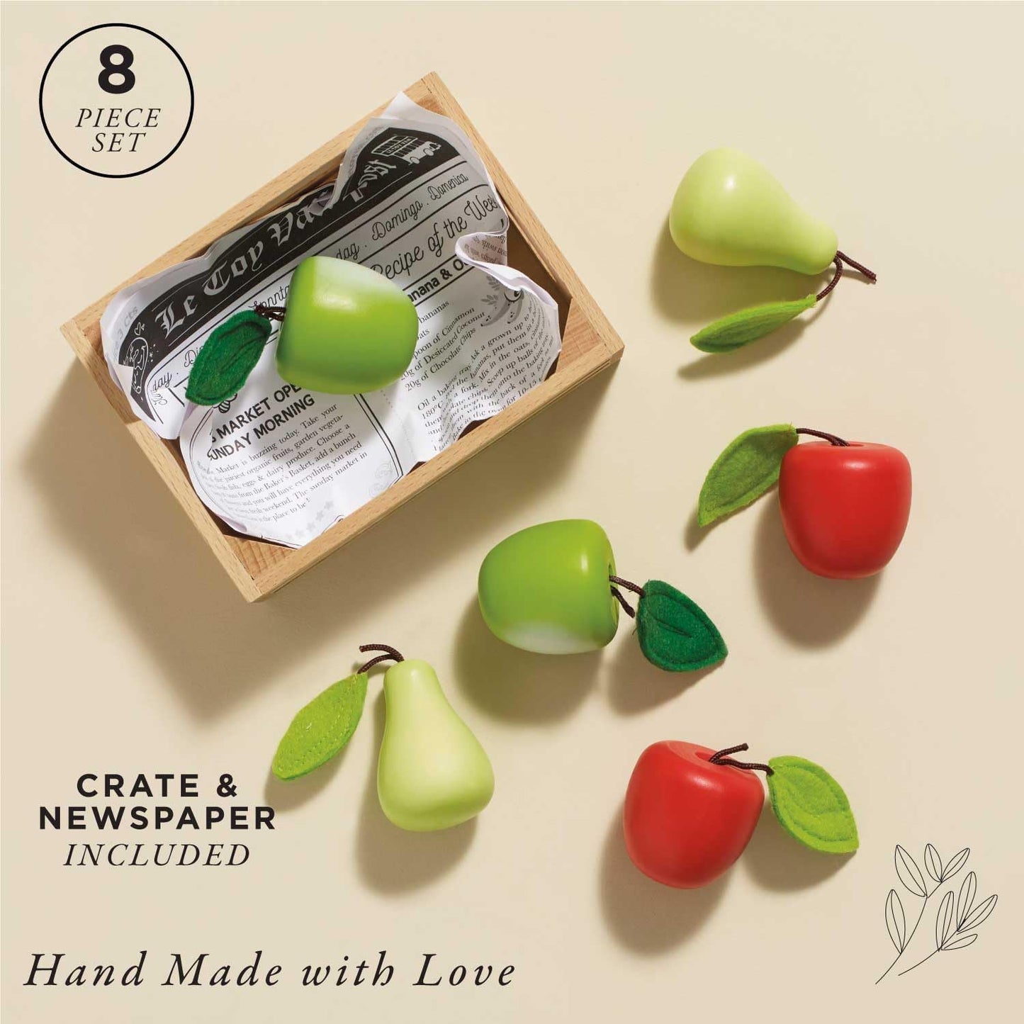 Le Toy Van - Wooden Honeybee Market Apples & Pears Crate, Supermarket Pretend Play Shop Food