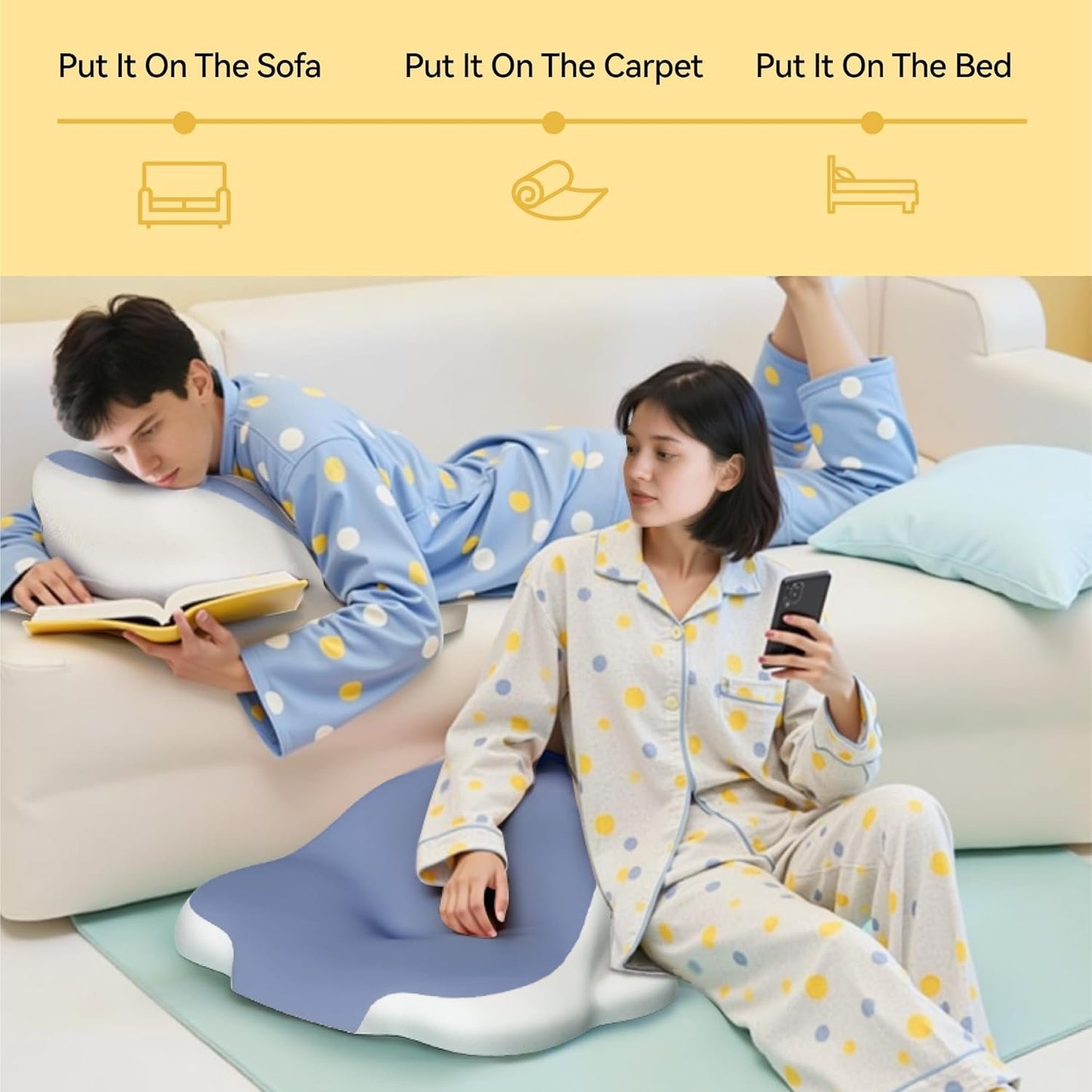 Memory Foam Cervical Pillow for Sleeping, Leaning, Lying and Back Support, Bed Pillow Rest for Bed Sitting up, Ergonomic Side Sleeper Pillow for Sleeping, for Neck Pain and Shoulder Pain Relief