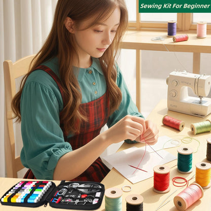 Portable Sewing Kit for Traveler Adults Kids Teens Beginner Mom Grandma,Mini Sewing Supplies Accessories Contains Thread,Needles,Scissors,Measuring Tape, Dorm Room Essential,Emergency Repair,Home DIY
