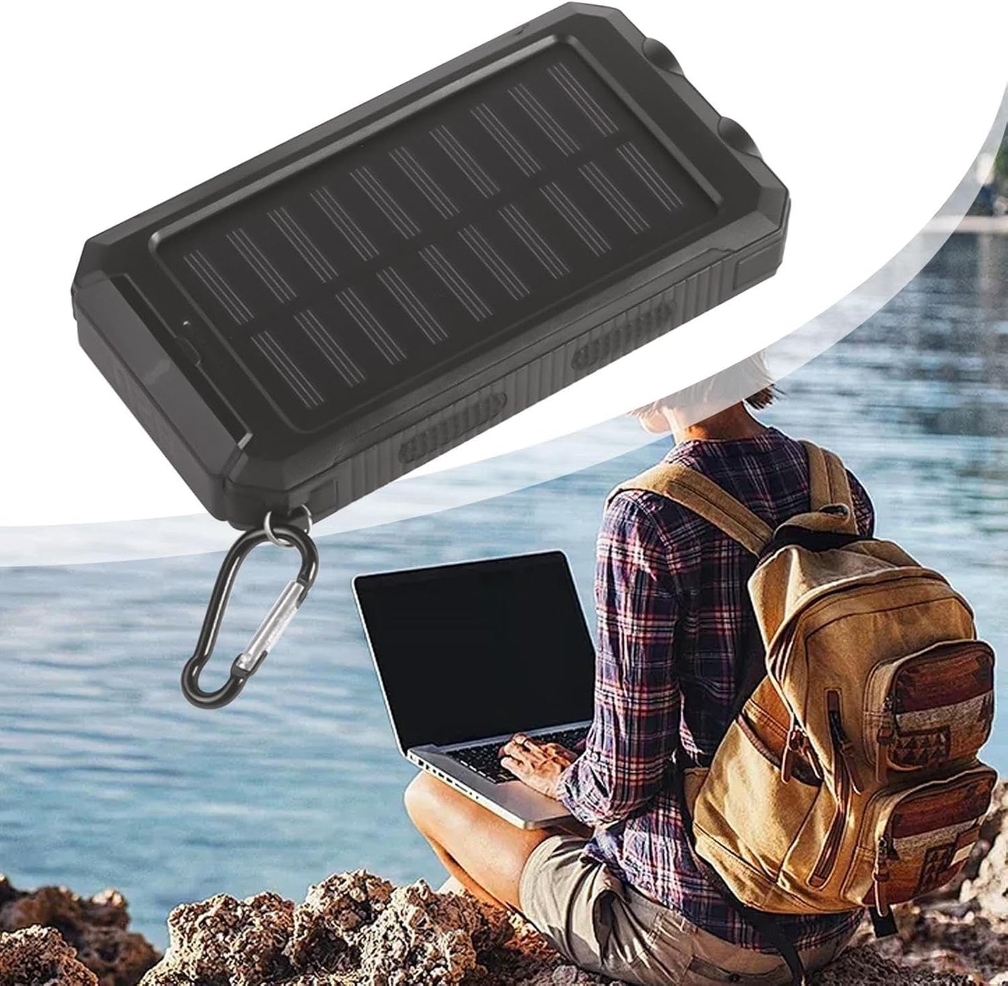 Solar Powered Charger - Portable Charger for Phones - Cellphone Fast Charging Device with Flashlight 20000mAh for Travel Home Outdoor