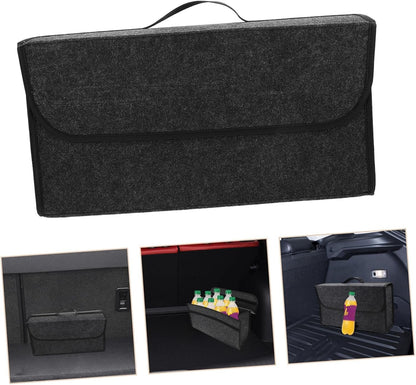 Gatuida Collapsible Car Trunk Organizer with Lid Felt Storage Box for Suv Auto Trunk Organizer with Multiple Compartments for Groceries and Tools Stylish Design