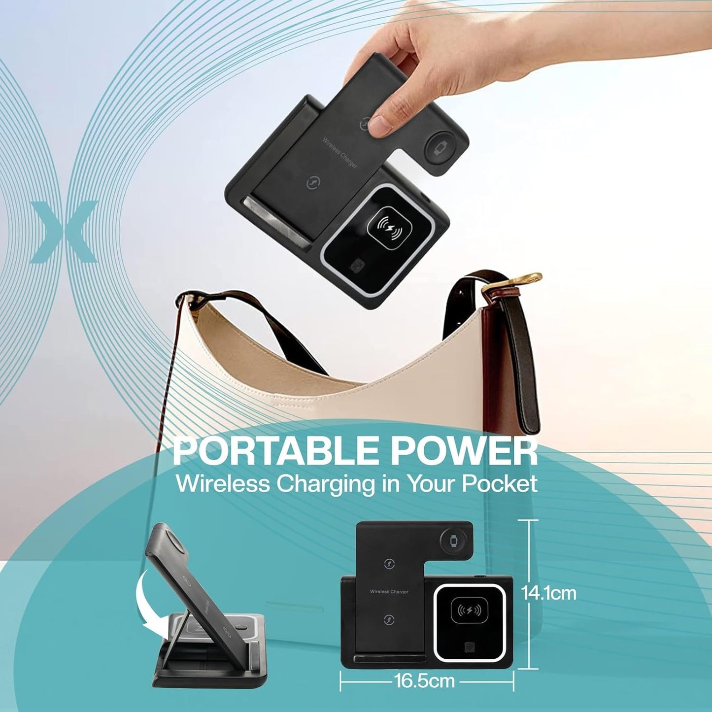 Airelax 3-in-1 Wireless Charger Apple Watch Charger, Foldable Wireless Charging Station, Fast Mobile Phone Chargers, Compatible Wireless Phone Charger for iPhone 12-16, Airpods Pro/4/3/2, Apple Watch