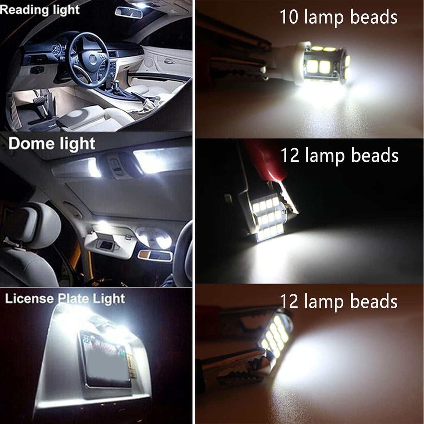 20PCS Car Interior Lights - Soft Bright White 6500K LED Bulbs - Automotive Replacement Lighting Products for Dome Map Reading Trunk Courtesy License Plate Lights(White)