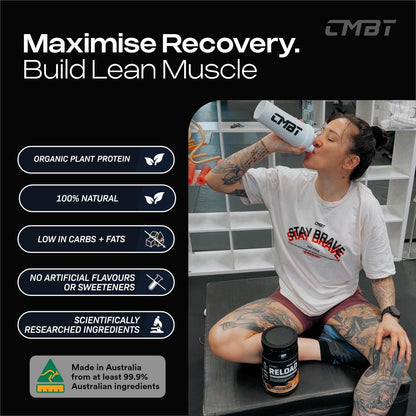 CMBT Reload Protein Powder, 22g Plant-Based Protein, Gut Health, Anti-Inflammatory, Clean Energy, Hydration Support, Banned Substance Tested, Vanilla, 1.5kg