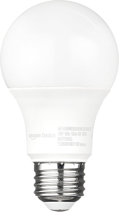 Amazon Basics A19 Dusk to Dawn Sensor LED Outdoor Light Bulb, 60W Equivalent, Energy-Efficient 9W, Daylight 2700K, E26 Base, 10,000 Hours, 2 Count (Pack of 1)