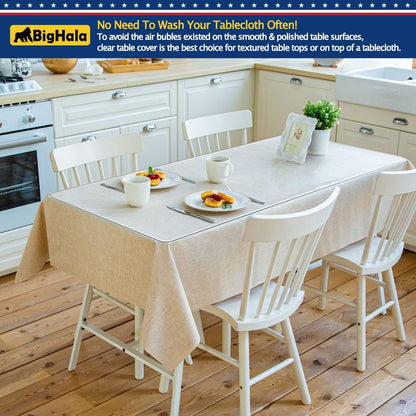Thick Furniture Table Protector Clear Plastic Tablecloth Mat Wipeable Easy to Clean Protective Desk Cover Eco PVC Clear Vinyl Coffee Dining Tabletop Water Resistant Protection Pad Mat 40 X 72 Inch