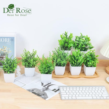 Der Rose 8 Packs Fake Plants Small Artificial Faux Plants for Home Office Desk Accessories Farmhouse Bathroom Bedroom Decor Indoor