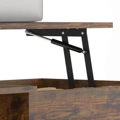 Ufurniture Lift Top Coffee Table with Hidden Storage, Gas Lift Tabletop Dining Table with Storage Shelf for Home Living Room, Office, Walnut