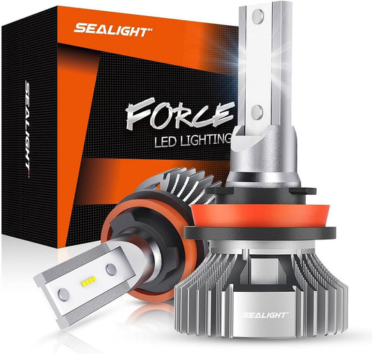 SEALIGHT H11/H8/H16 LED Fog Lights Bulbs Cool Xenon White 4000 Lumen 6000K Upgrade Extremely Bright Polarity Sensitive (2 Pack)