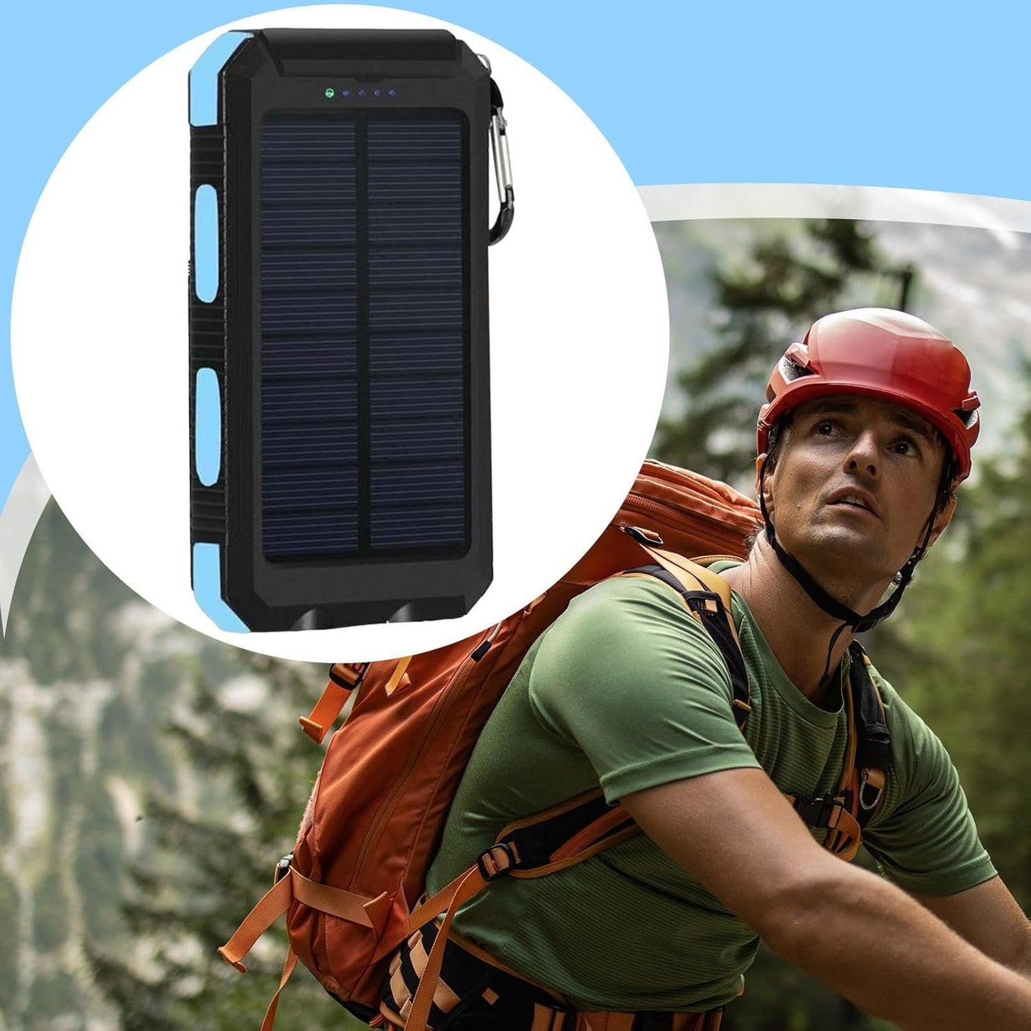 Solar Charger Powered Bank,Fast Charging Solar Battery Pack | Wireless Battery Pack with Compass Waterproof Survival Gear for Men, Women & Outdoor