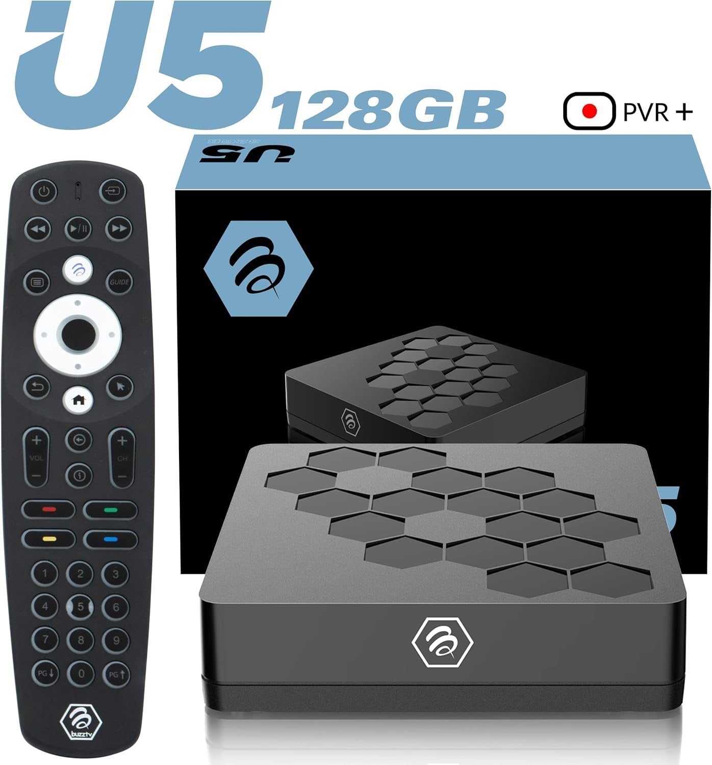 BuzzTV U5 128GB Android TV Box | 4K Streaming Device Quad-Core Processor Dual-Band Wi-Fi Bluetooth 5.0 | HDR Android 11 OS