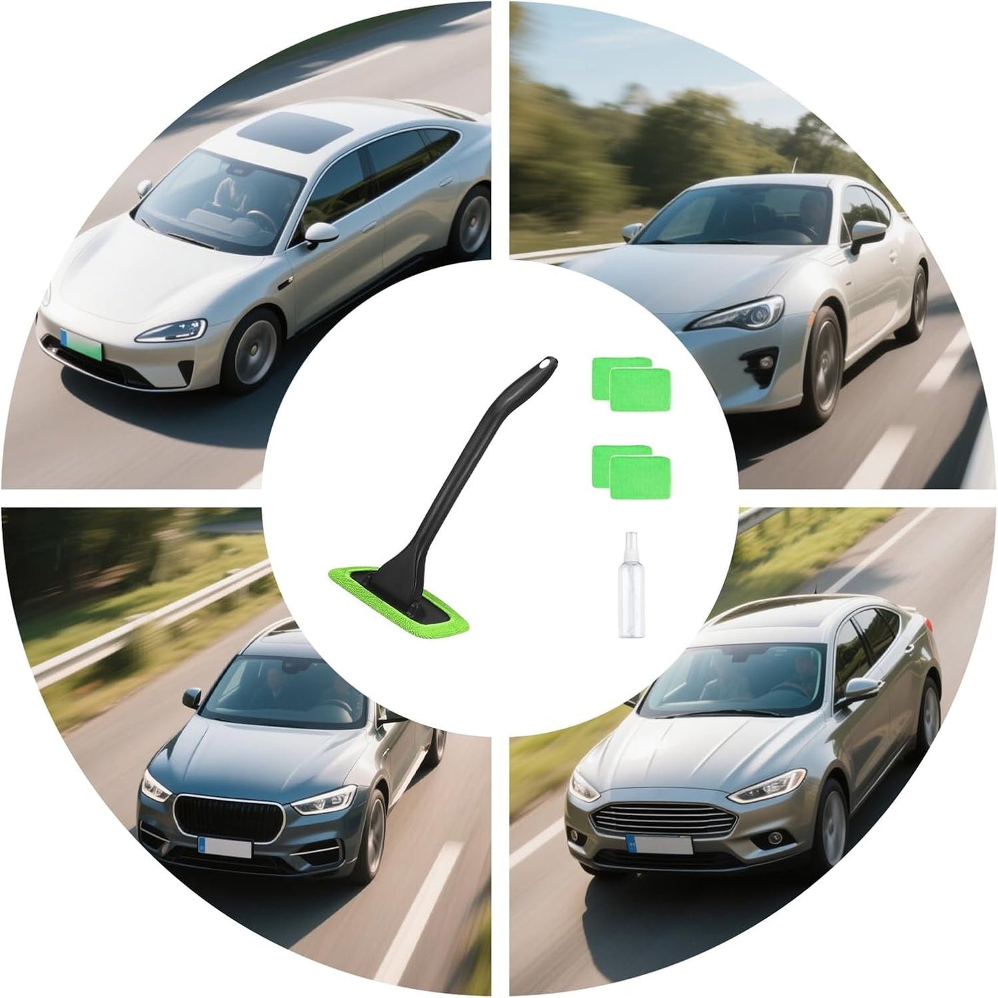 Windshield Cleaning Tool, Detachable Microfiber Brush, Vehicle Detailing Supplies, Dust Removal Accessory, Multi Surfaces Cleaner for Trucks, SUVs, Minivans