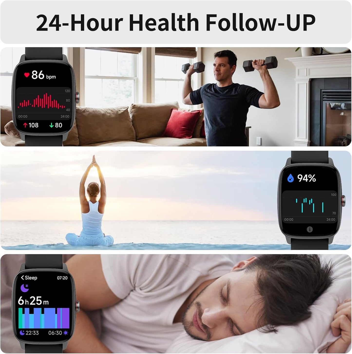 Smart Watch for Men Women, IP68 Waterproof, Bluetooth Calling, Fitness Tracker, Sleep Monitoring, 1.85'' DIY Dial, AI Built-in, 100+ Sports Modes, 7 Days Battery, Compatible with Android & iPhones