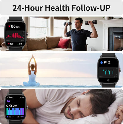 Smart Watch for Men Women, IP68 Waterproof, Bluetooth Calling, Fitness Tracker, Sleep Monitoring, 1.85'' DIY Dial, AI Built-in, 100+ Sports Modes, 7 Days Battery, Compatible with Android & iPhones